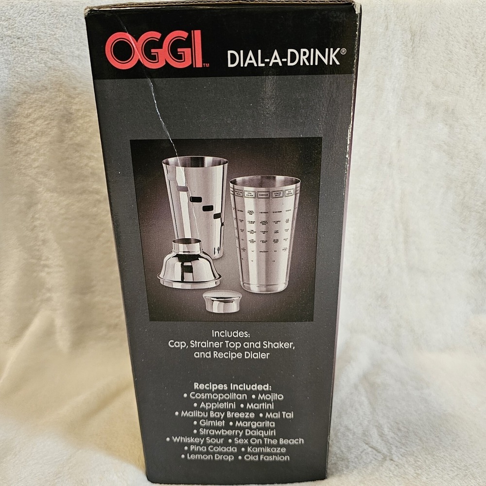 OGGI Dial-A-Drink Recipe Cocktail Shaker 1 liter Stainless NEW